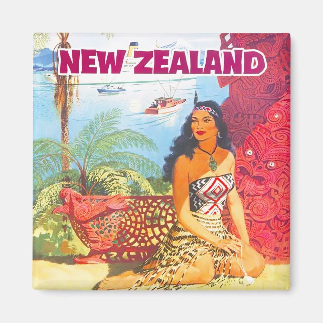 New Zealand vintage travel Magnet (Front)