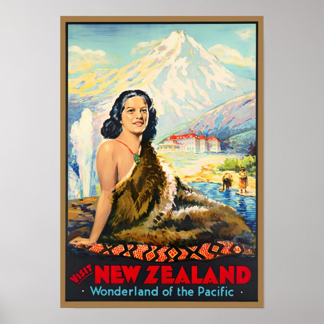 New Zealand vintage travel Poster (Front)