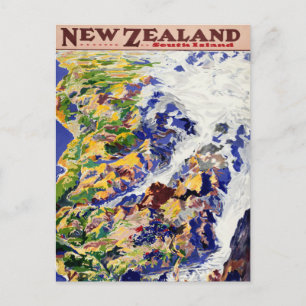 New Zealand Vintage Travel Poster Postcard