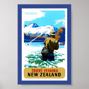 New Zealand Vintage Travel Poster Restored