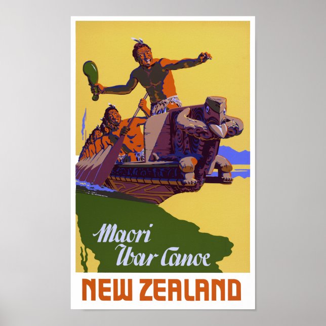 New Zealand Vintage Travel Poster Restored (Front)