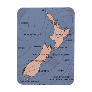 new zealand Vintage weather map Magnet