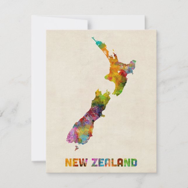 New Zealand, Watercolor Map (Front)