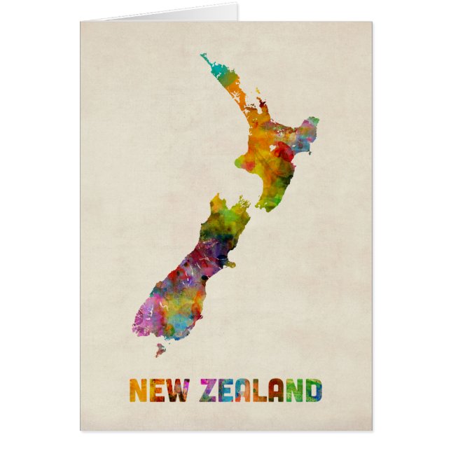 New Zealand, Watercolor Map (Front)