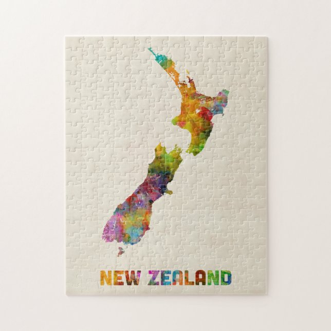 New Zealand, Watercolor Map Jigsaw Puzzle (Vertical)