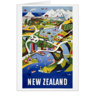 New Zealand Wellington Vintage Travel Poster