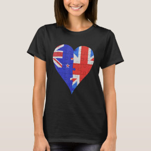 New Zealander British Flag Heart T-Shirt