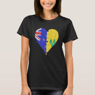 New Zealander Saint Vincentian Flag Heart T-Shirt