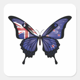 New Zealands Swallowtail Butterfly Flag Square Sticker