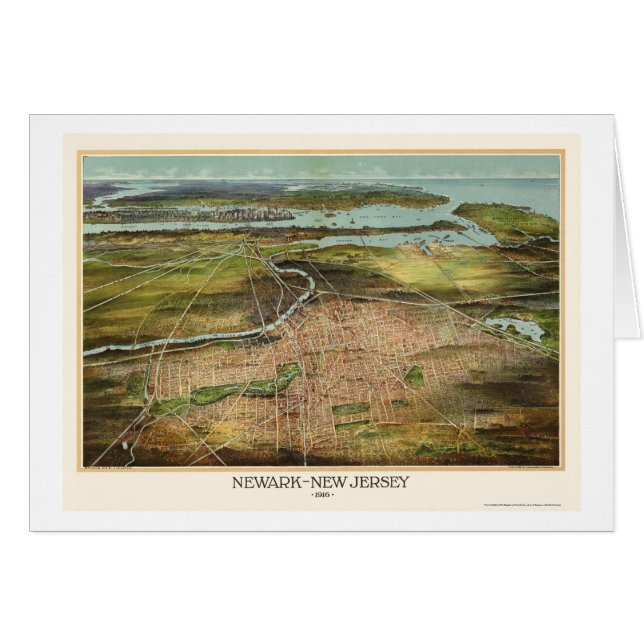 Newark, carte panoramique de NJ - 1916 (Devant horizontal)