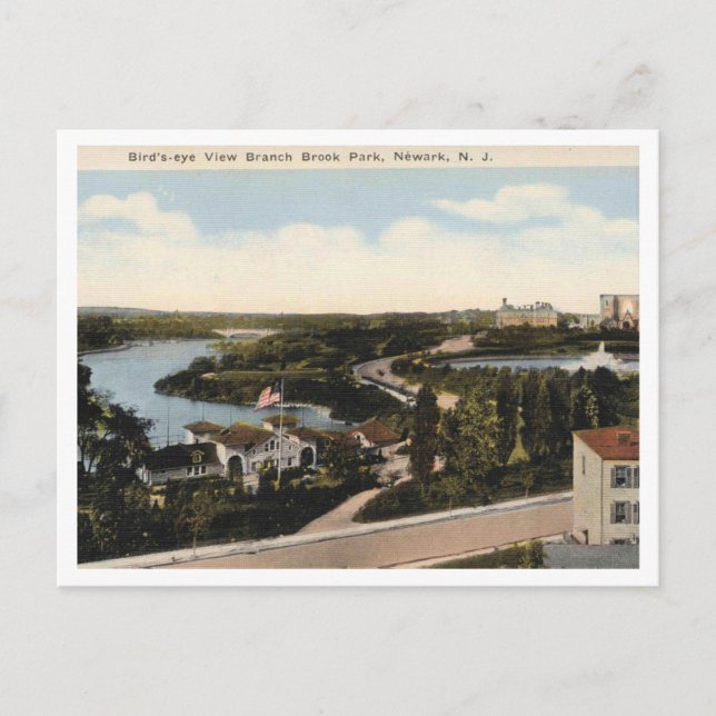 Newark NJ, Panorama Branch Brook Park 1920s Postcard (Front)
