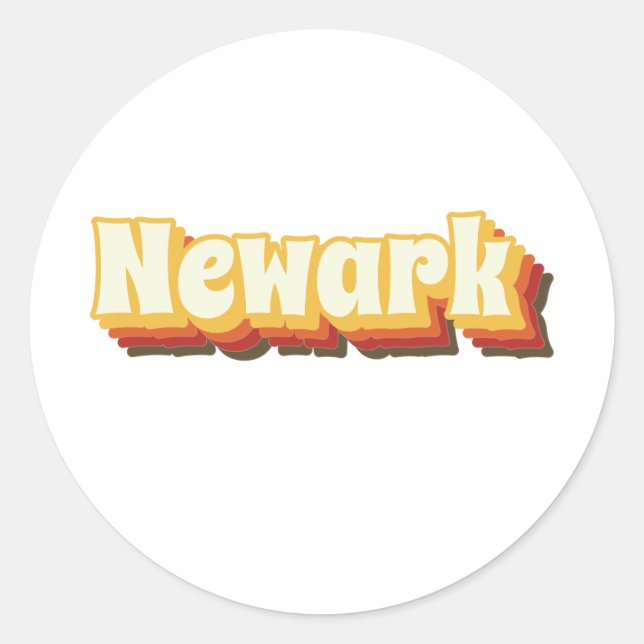Newark Retro Vintage Text Classic Round Sticker (Front)