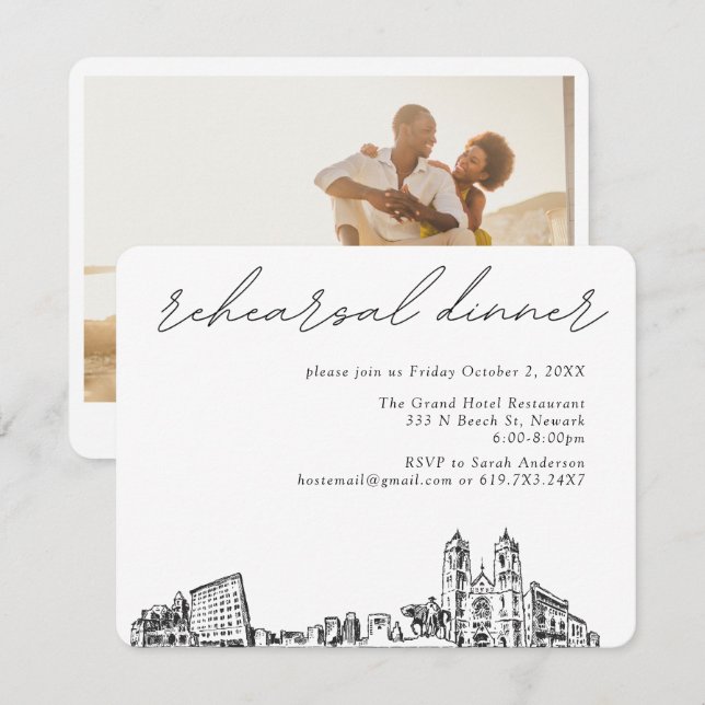 Newark Wedding Elegant Rehearsal Dinner Enclosure Card (Front/Back)
