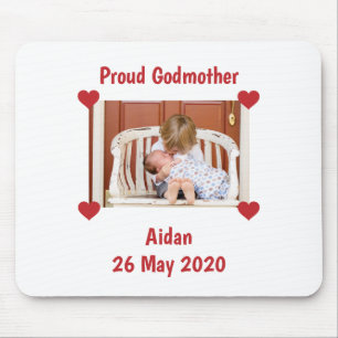 Newborn Announcement Love Godmother Baby Photo Mouse Pad
