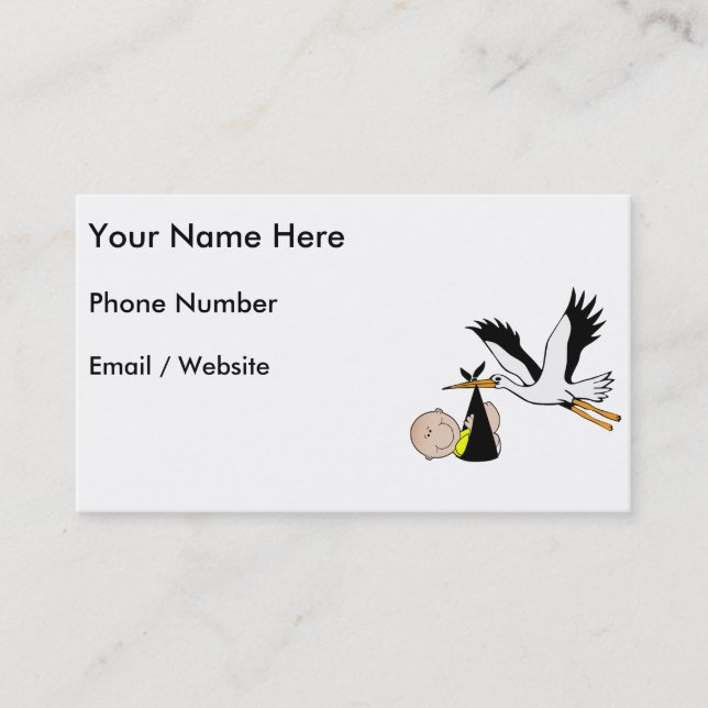 Newborn Baby and Stork Business Card (Front)