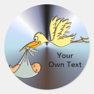 Newborn Baby Arrival - A Flying Stork Delivery Classic Round Sticker