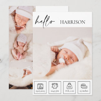 Newborn Baby Birth Announcement Photo Collage