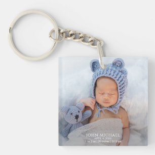 Newborn Baby Boy Photo Keychain