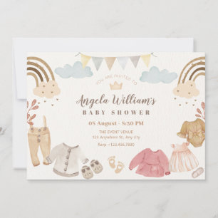 Newborn baby cloths baby shower soft colour invitation