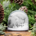 Newborn baby girl keepsake -2photo welcome script snowglobe<br><div class="desc">Welcome Your Little One with Love – Newborn Baby Girl Keepsake Snow Globe Celebrate the arrival of your precious baby girl with this beautifully crafted 2-Photo Welcome Script Snow Globe. A timeless keepsake, this snow globe features space for two cherished photos of your newborn, framed within a delicate design and...</div>