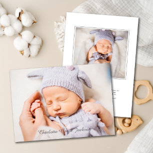 Newborn Baby Girl Scripty Photo Announcement Card