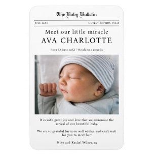 Newborn Baby Newspaper Flexible Photo Magnet