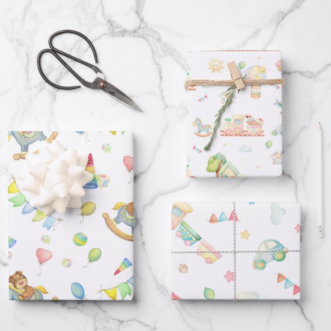 Newborn Baby Nursery  Wrapping Paper Sheet (Front)