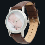 Newborn baby photo and name watch<br><div class="desc">Give her a gift she will cherish and keep,  personalize this women's watch with her favourite photo of baby. Customize the name on this eWatch.</div>