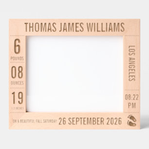 Newborn Baby Photo Frame Engraved Birth Stats 10x8