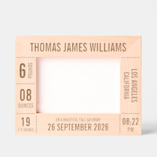Newborn Baby Photo Frame Engraved Birth Stats 7x5