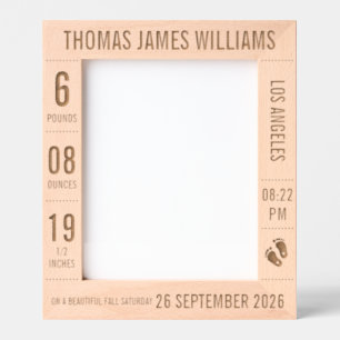 Newborn Baby Photo Frame Engraved Birth Stats 8x10