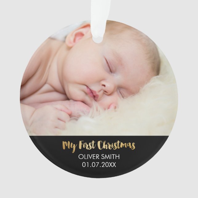 Newborn Baby Photo Holiday Ornament (Front)