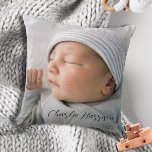 Newborn Baby Photo Throw Pillow
