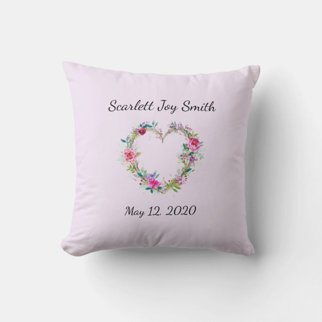 Newborn baby pillow monogrammed (Front)