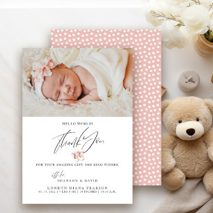 Newborn Baby Thank You Photo Birth Announcement 