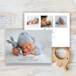 Newborn Birth Announcement 4- Photo Thank You Card<br><div class="desc">A modern calligraphy script newborn birth announcement with a customized 4-picture collage baby photo is the ideal thank-you sentiment post-baby shower party for friends and family.  Easily insert your details to make it your own.</div>