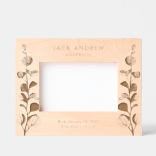 Newborn Birth Details Foliage Personalized Etched Frames