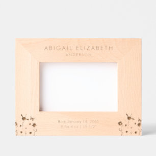 Newborn Birth Details Personalized Floral Etched Frames