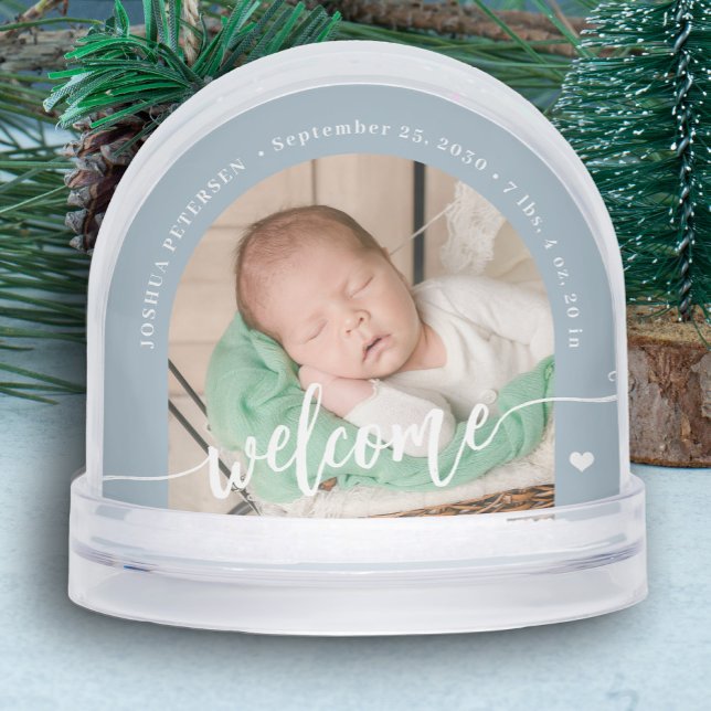Newborn boy baby 2 photo welcome script keepsake (Créateur téléchargé)
