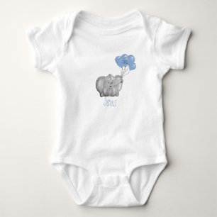 Newborn boy baby elephant with balloons bodysuit