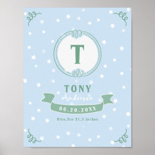 Newborn boy personalized baby keepsakes monogram poster