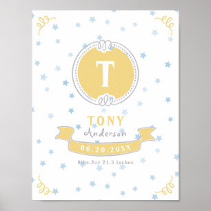Newborn boy personalized baby keepsakes monogram poster