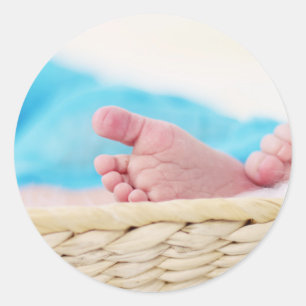 newborn cute nursery crib babies feet footprints classic round sticker