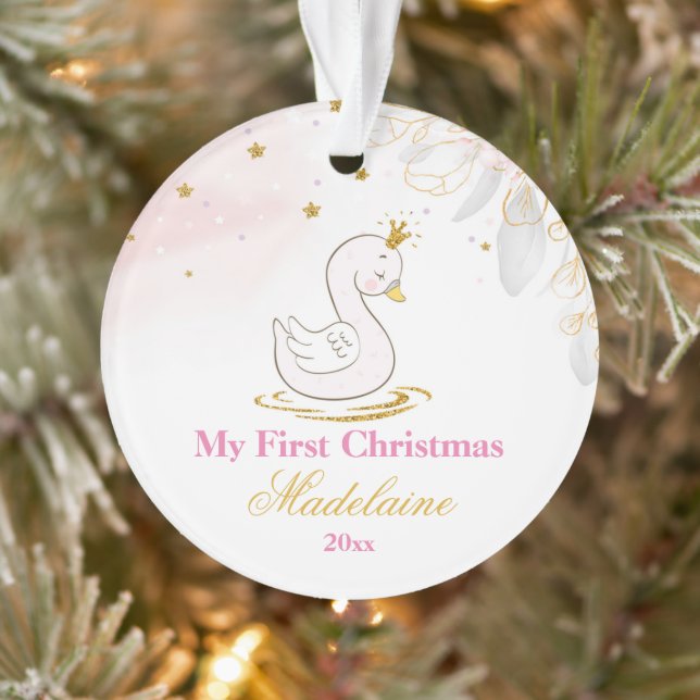 Newborn First Christmas Ornament Baby Swan (Tree)