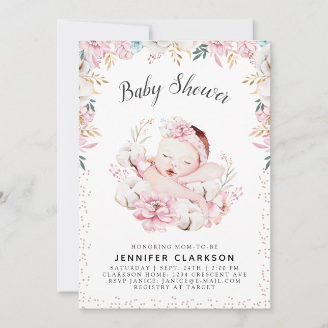 Newborn Floral Baby Shower Invitation (Front)