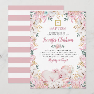 Newborn Floral Baptism Invitation