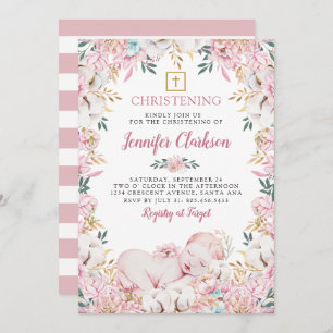 Newborn Floral Christening Invitation