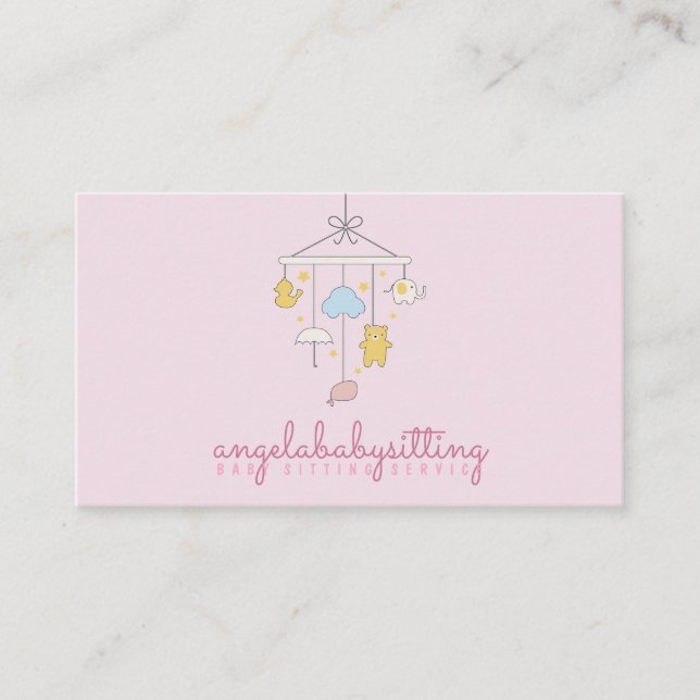 Newborn Kids Decors Hanging Toy Babysitter Nursery Business Card (Front)