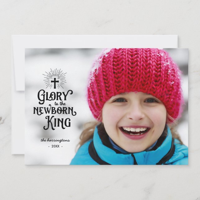 Newborn King | Religious Christmas 1-Photo Holiday Card (Front)