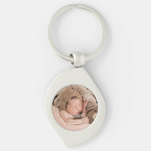 Newborn Name Photo Simple Keychain